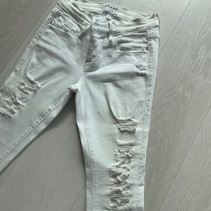 FRAME DENIM White Skinny Ripped Jean Size 25